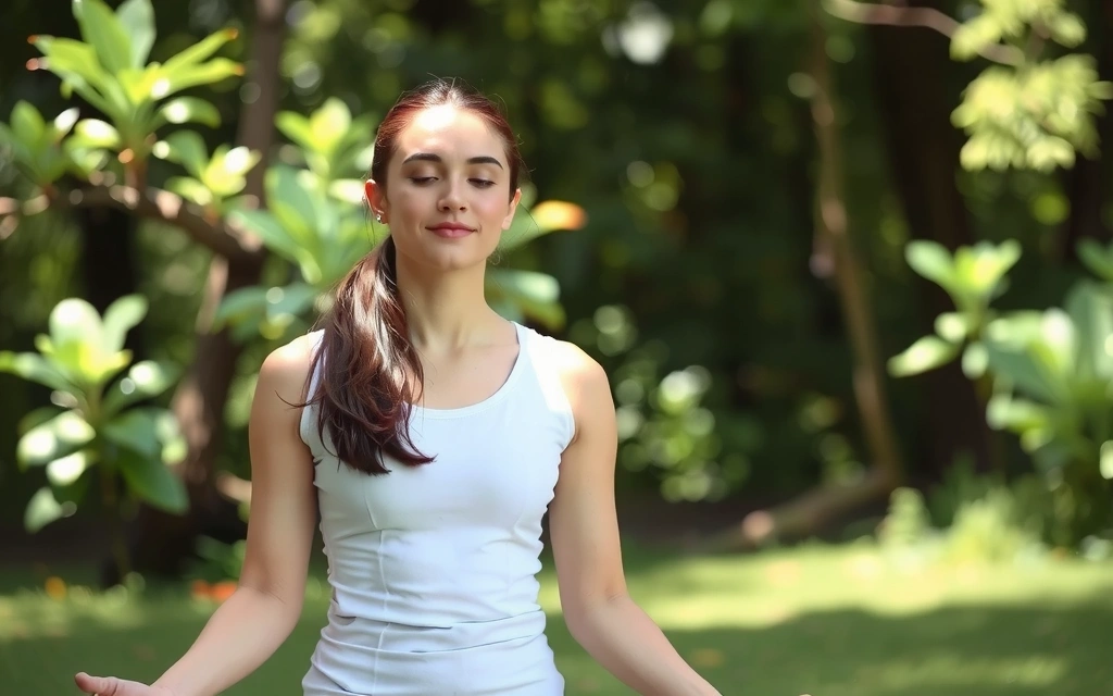 Woman meditating in a serene natural setting
